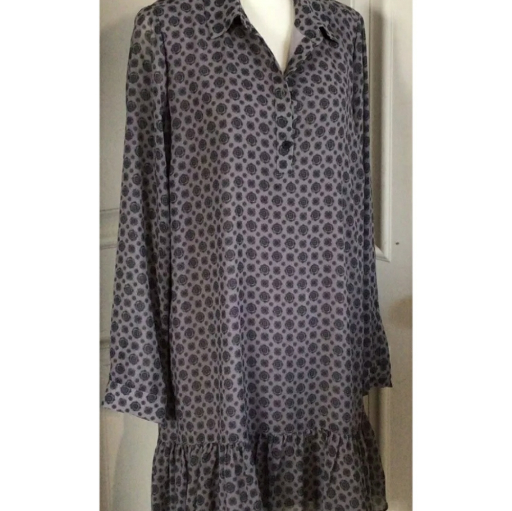 Frank And Oak Chiffon Baby Doll Dress.  GRAY.  Size Large